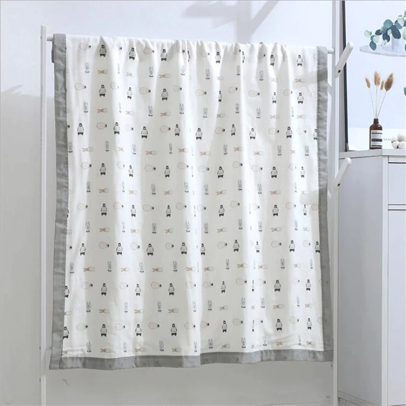 120*150cm 6 layers muslin cotton baby sleeping blanket swaddle breathable infant kids children baby blanket: 06