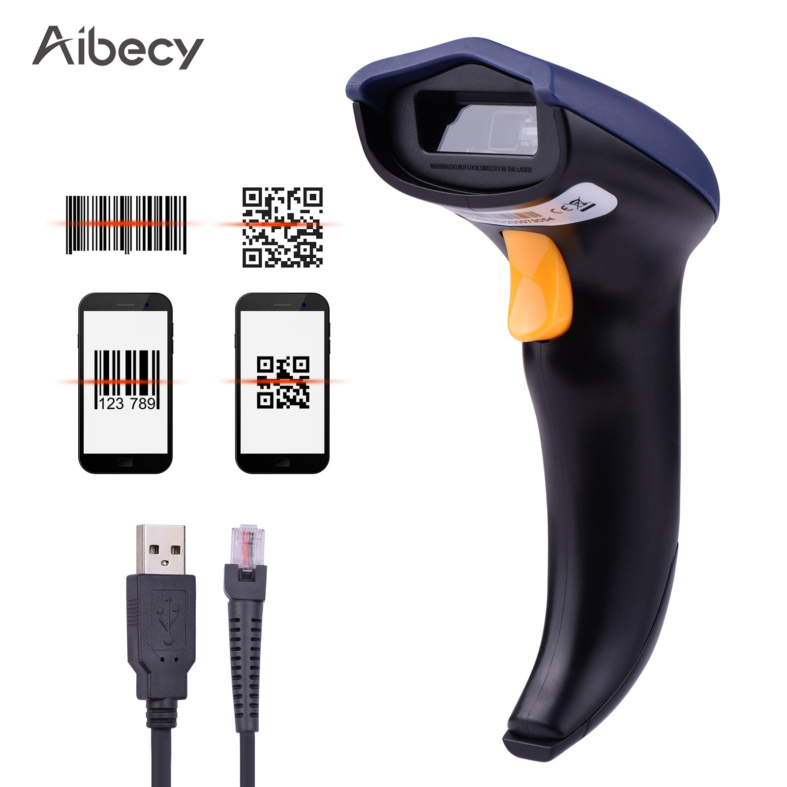 Handheld 1D2D/QR Barcode Scanner USB Wired Bar Code Reader Manual Trigger/Auto Continuous Scanning Support Paper/Screen Code: style 2