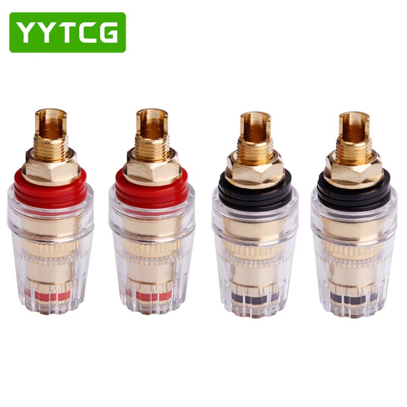 YYTCG 4Pcs Brass Gold Plated 4MM Banana Plug Terminal Binding Post for Speaker Amplifier Red and Black: Big-Short