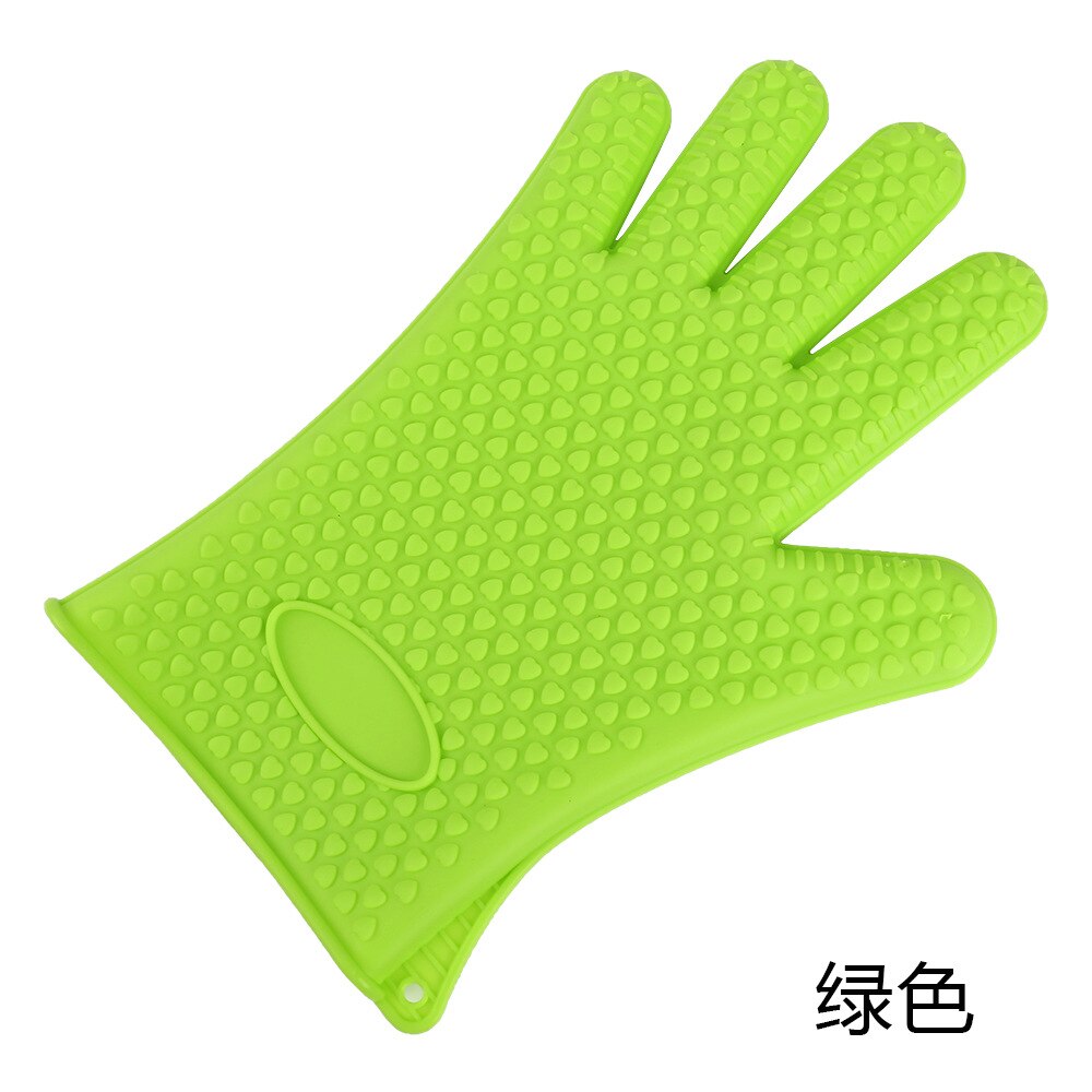 1 para Silikon Handschuhe mikrowelle 5 Finger-handschuh Ofenhandschuh Hitzebeständig Grill Bohrer Fausthandschuh Handschuh Küche BBQ Backen werkzeug: Grün