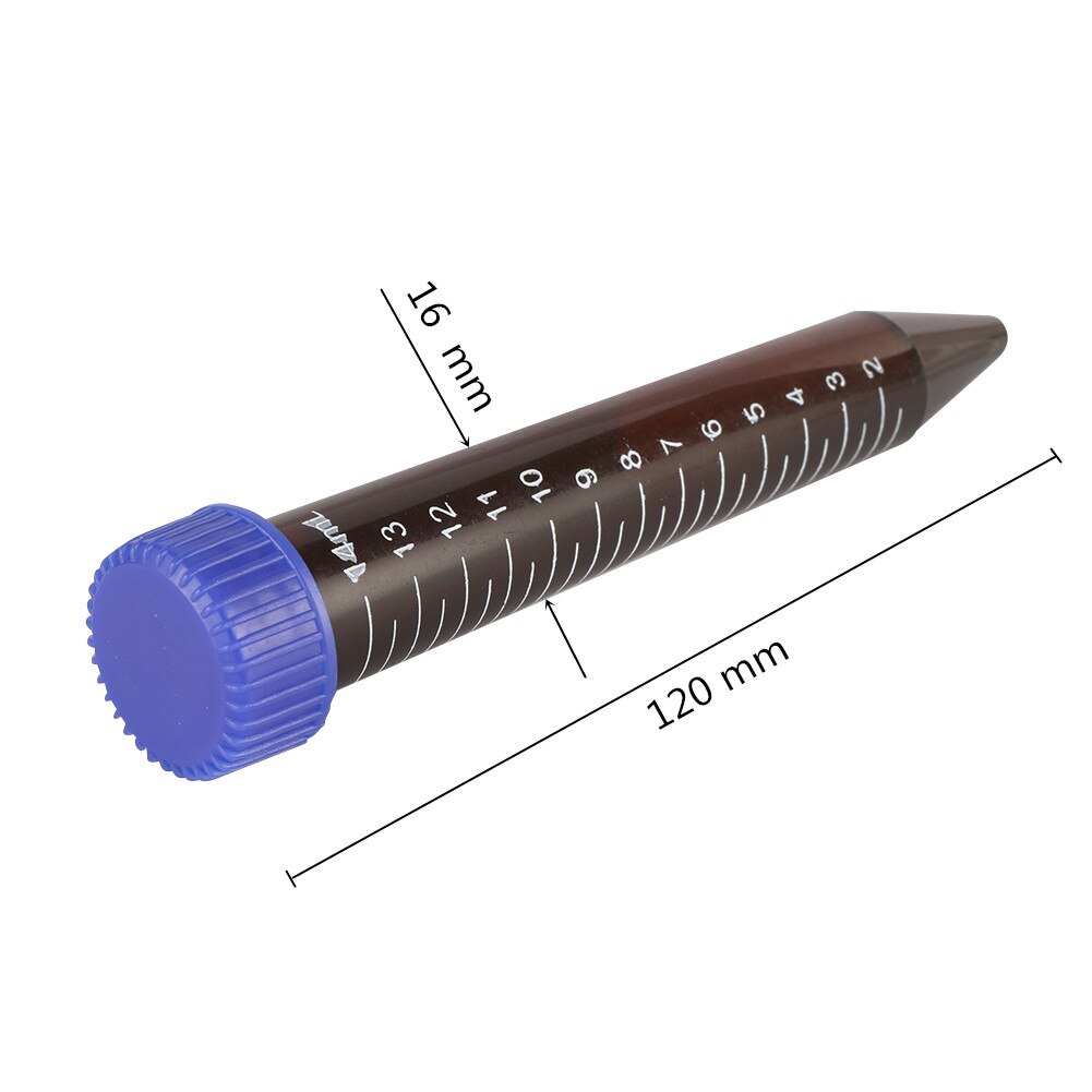15ml Plastic Brown Screw Cap Cone Bottom Centrifuge Test Tube with Scale Line Laboratory Analysis Sample Vial Cotainer 10Pcs