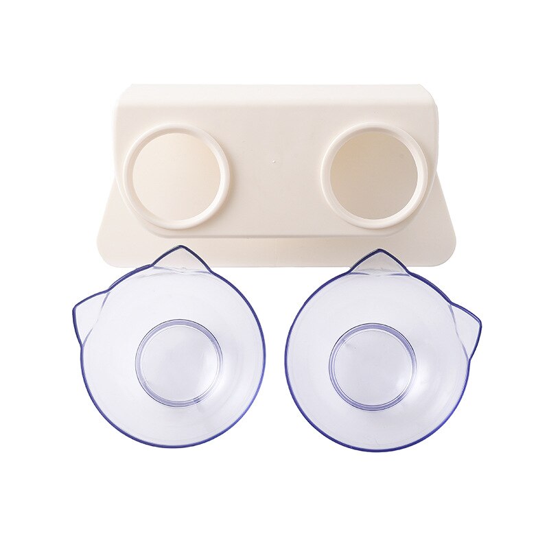 Brand Cat Non-Slip Double Food Bowl with 15° Slant Support Cute Cat-Shaped Bowl with Cervical Protection