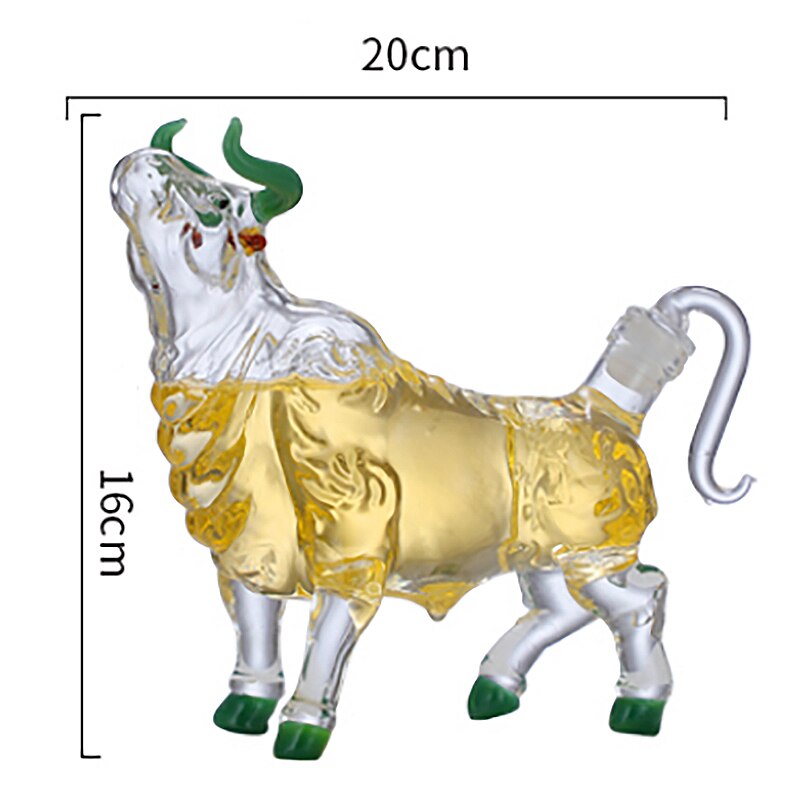 1 sztuk zwierząt butelka ręcznie robione szkło butelka z alkoholem szkło byka kształt butelki robić wina i napojów spirytusowych Whisky karafki,