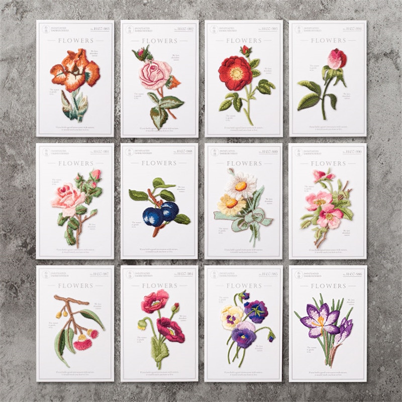 Middelgrote bloemenpatch badge patches geborduurde applicatie naaien strijkapplicatie kleding kledingstuk roos kleding accessoires