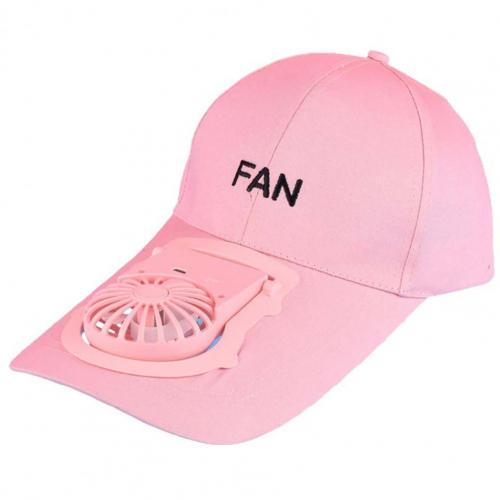 Summer Fan Cooling Baseball Cap Hat USB Charging Breathable Shade Sunscreen Hat Required Fishing Summer Sport Outdoor: Pink