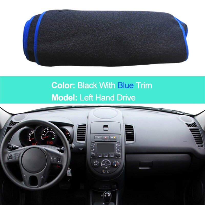 2 Layers Car Dashboard Cover For Kia Soul Dash Board Carpet Cape Rug Pad Carpet Dashmat Sun Shade Protector: LHD Blue