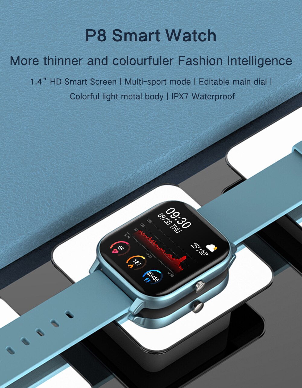 P8 Smart Watch Android Heart rate Blood Pressure Smartwatch Fitness Bracelet Sport Watches Men Women for IOS xiaomi huawei