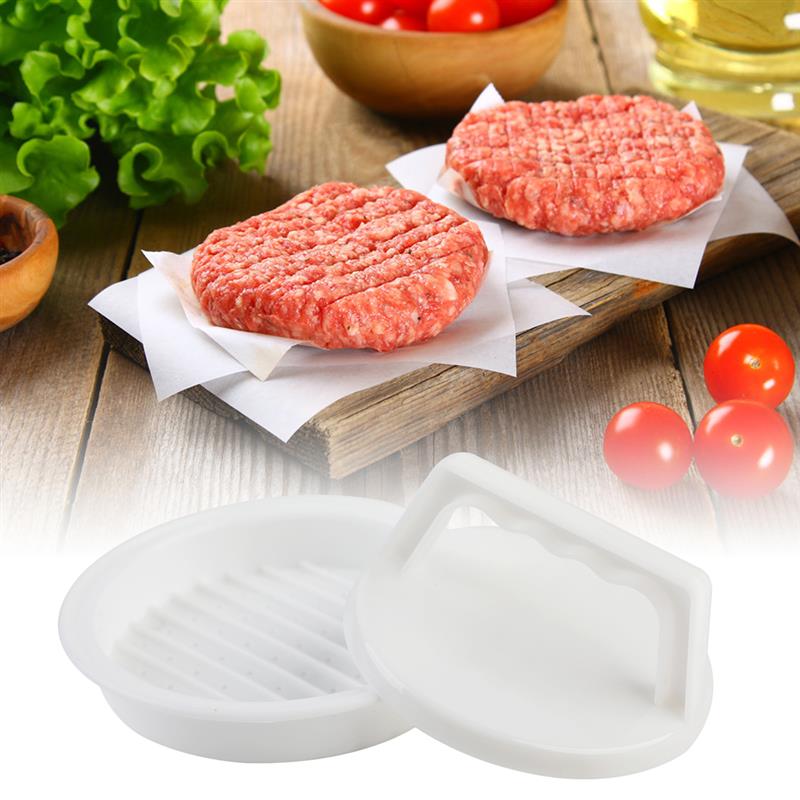 1 Set Round Shape DIY Hamburger Meat Press Food-Grade Plastic Meat Burger Maker Mold Hamburger Press Practical Kitchen Tools