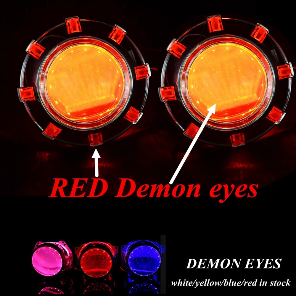 2.5 3.0 inches projector lens Easy Install Koito Q5 Bi-xenon shroud Mask LHD with demon eyes white red blue eyes in stock