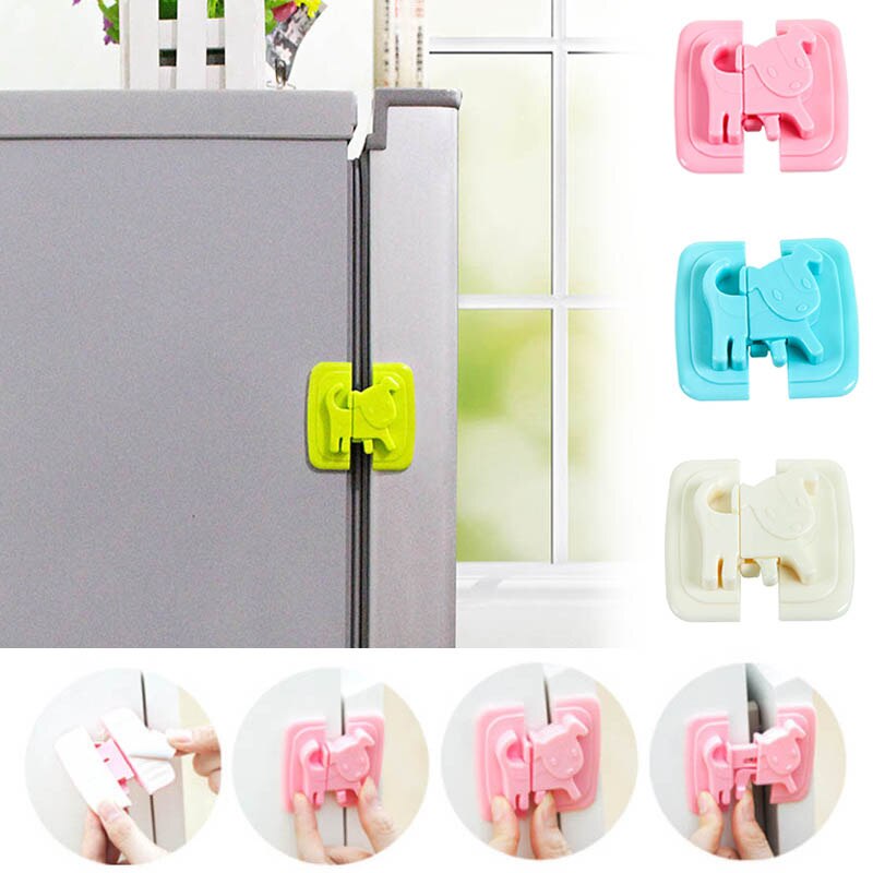 Verrou de sécurité en plastique pour enfants et bébés, 1 pièce, multifonction, pour réfrigérateur, toilettes, accessoires de porte d'armoire en forme de chiot