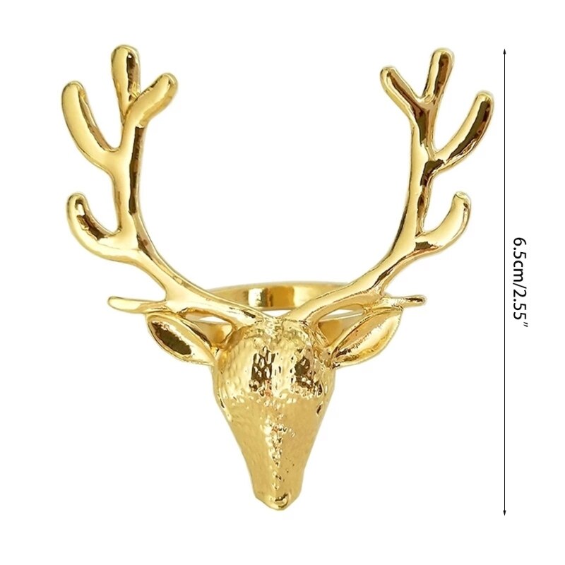 6 Stuks Goud Legering Hoge Leuke Duurzaam Delicate Deer Head Creatieve Servet Rin 50JD