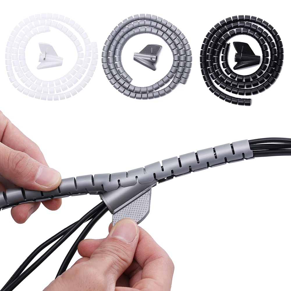1.5m- kabler metalltråd pakke inn organizer spiral rør kabel vikle ledning beskytter fleksibel datamaskin kabel håndtering metalltråd lagringsrør