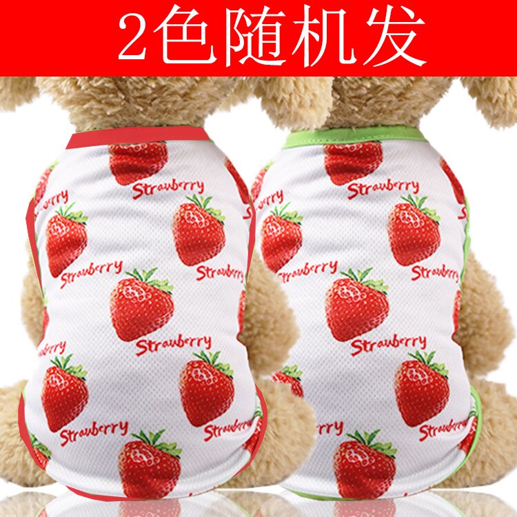 Aardbeien hondenkleding jurk kleine huisdierkleding ademend schattig voor honden outfits lente zomer fruit print rok ropa perro: S