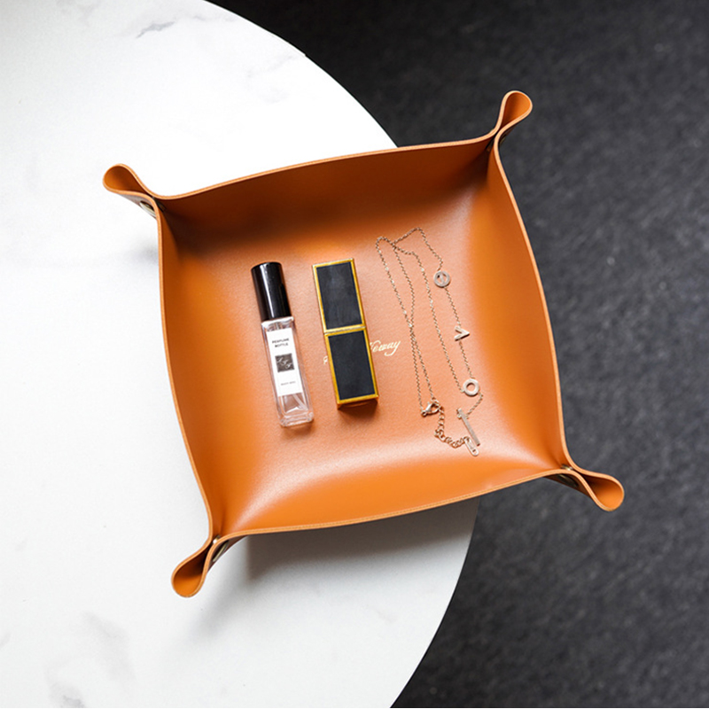 nordisch Stil Leder Ablage Schreibtisch-Organizer Für Schlüssel Schmuck Kosmetische Lagerung Kasten Klapp Organizer Hause Dekoration