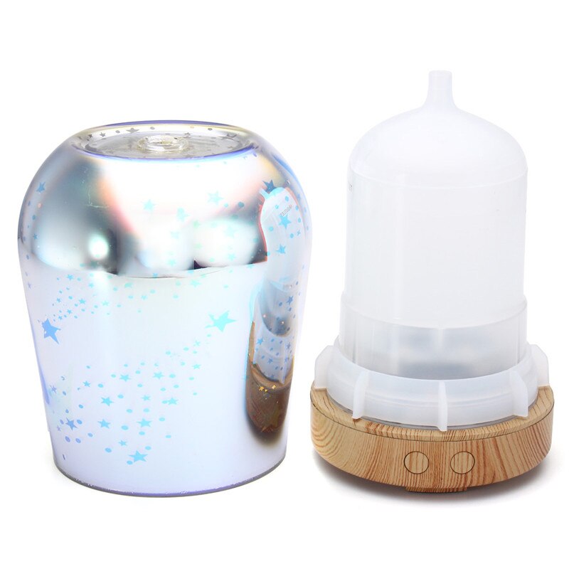 Humidificador de aire con luz led 3D para decoración del hogar, lámpara ultrasónica sirve como difusor y pulverizador de aceite aromático con imágenes de fuegos artificiales en la noche