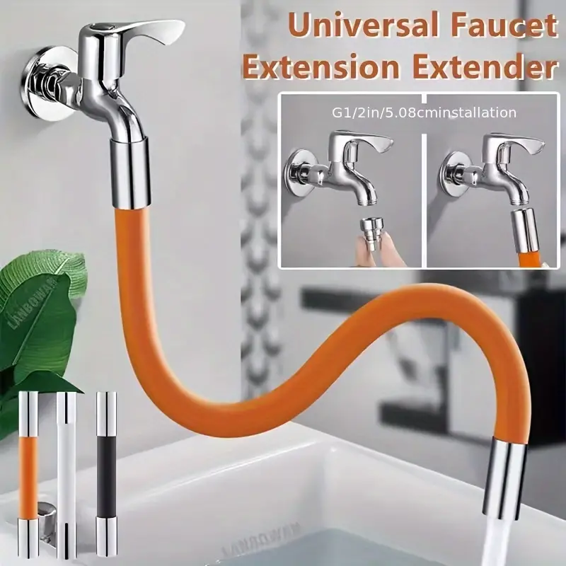 Flexibele kraanverlenger met 360° ° Rotatie, universele waterkraan rubberen verlengbuis, anti-spatontwerp voor gemakkelijke watervloer