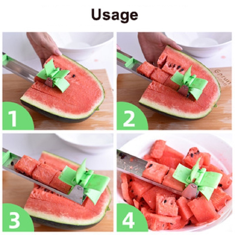 Rvs Watermeloen Slicer Fruit Groente Snelle Cutter Mes Corer Peeler Gadgets Meloen Cubes Keuken Snijden Accessoires