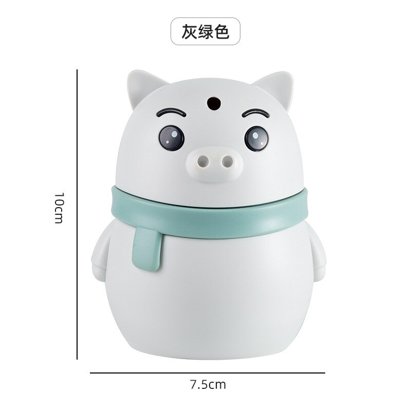 Distributeur automatique de cure-dents, hibou de dessin animé, conteneur de cure-dents de bureau: Pig-green