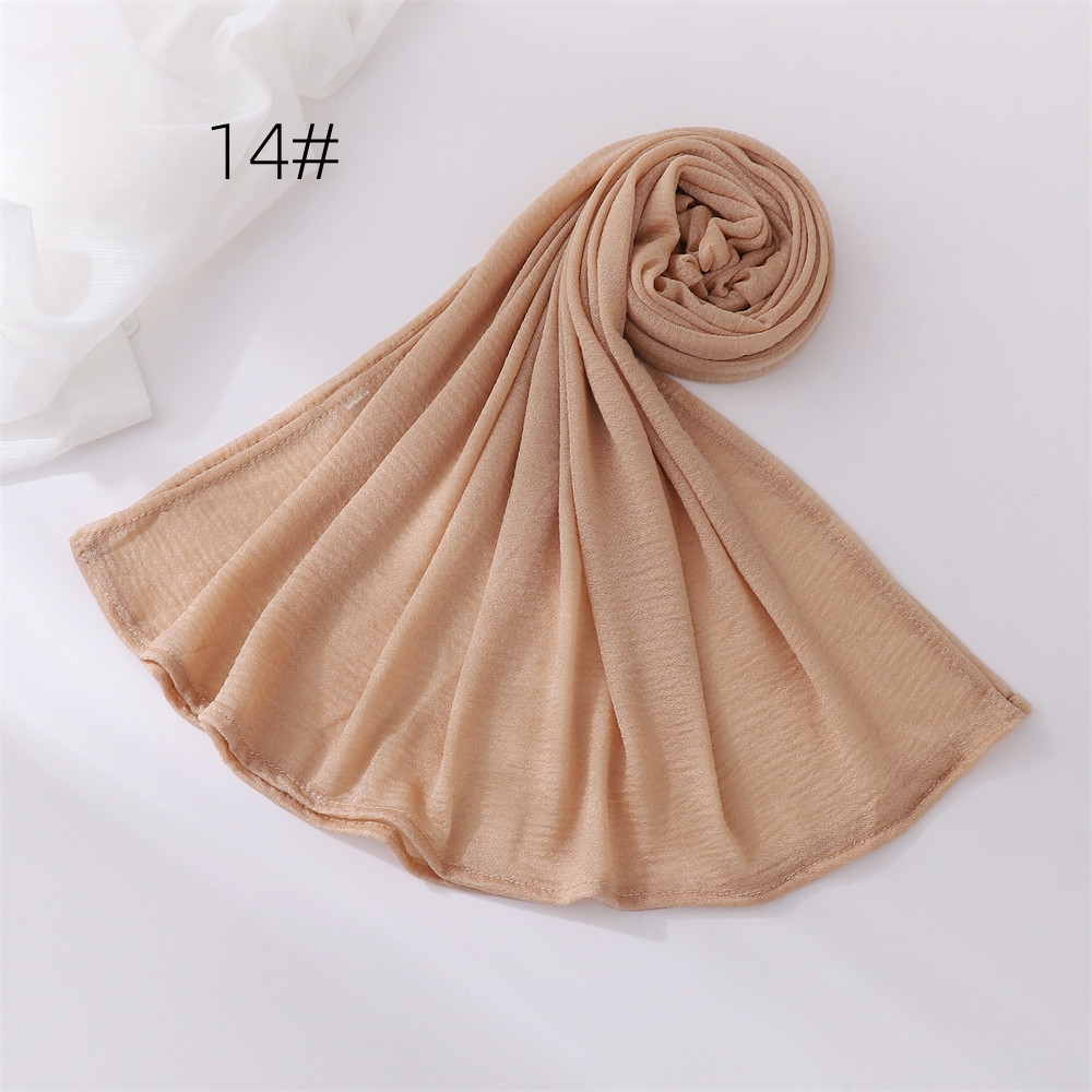 Crinkle Moslim Hijaabs voor Vrouwen Sjaal Dunne Effen Sjaals Femme Musulman Zachte Rayon Hoofddoek Rimpel Islamitische Tulband Hoofdband: Goud