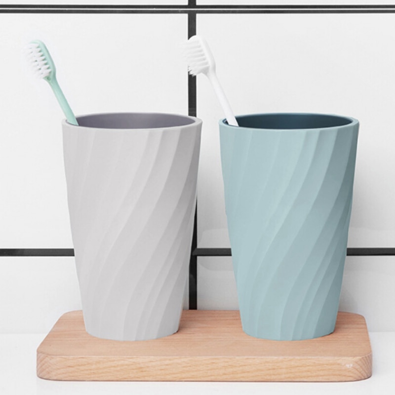 Bathroom Tumblers Cup Household Plastic Cup Thread Double Layer Mug For Bathroom Cups