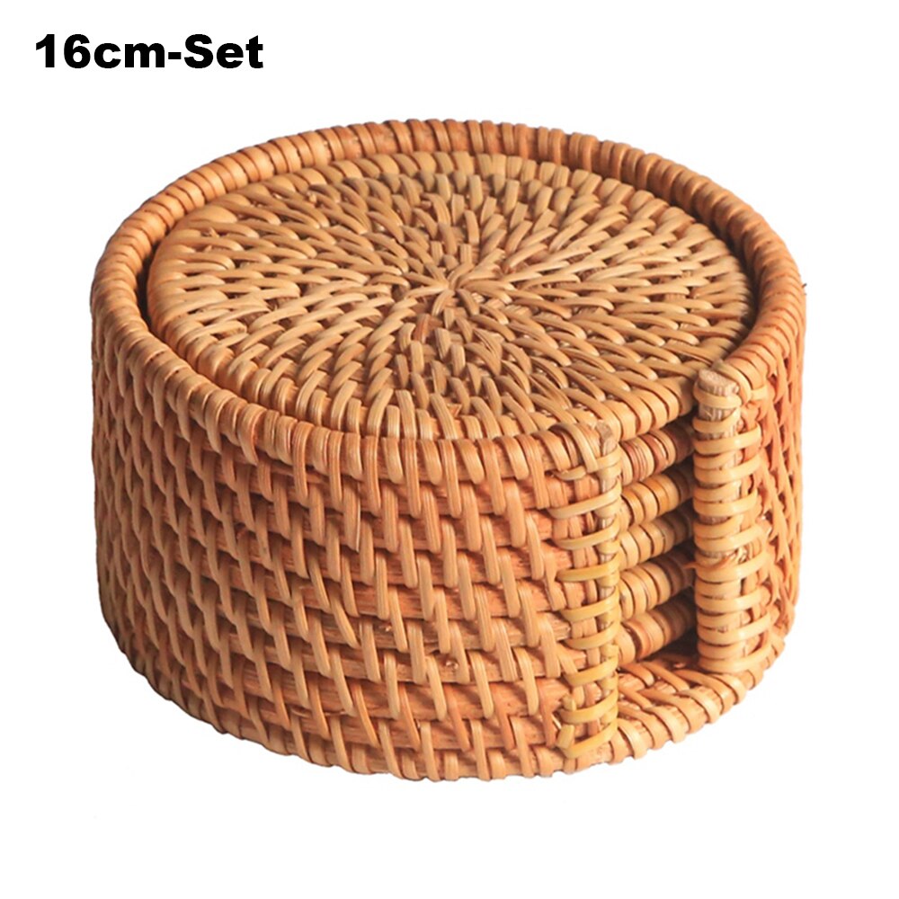 1 Pc Natuurlijke Rotan Onderzetters Placemats Keuken Placemats Ronde Isolatie Kom Pad Tafel Padding Cup Mat Handgemaakte Rotan Coaster: 16cm-SET