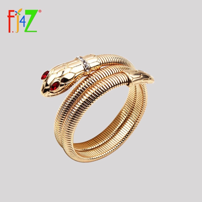 F. J4Z Neue Frauen Armbänder Goldene Legierung Schlange Armreifen Armbänder Vintage Stunning Hand Schmuck Bransoletka Kobieta
