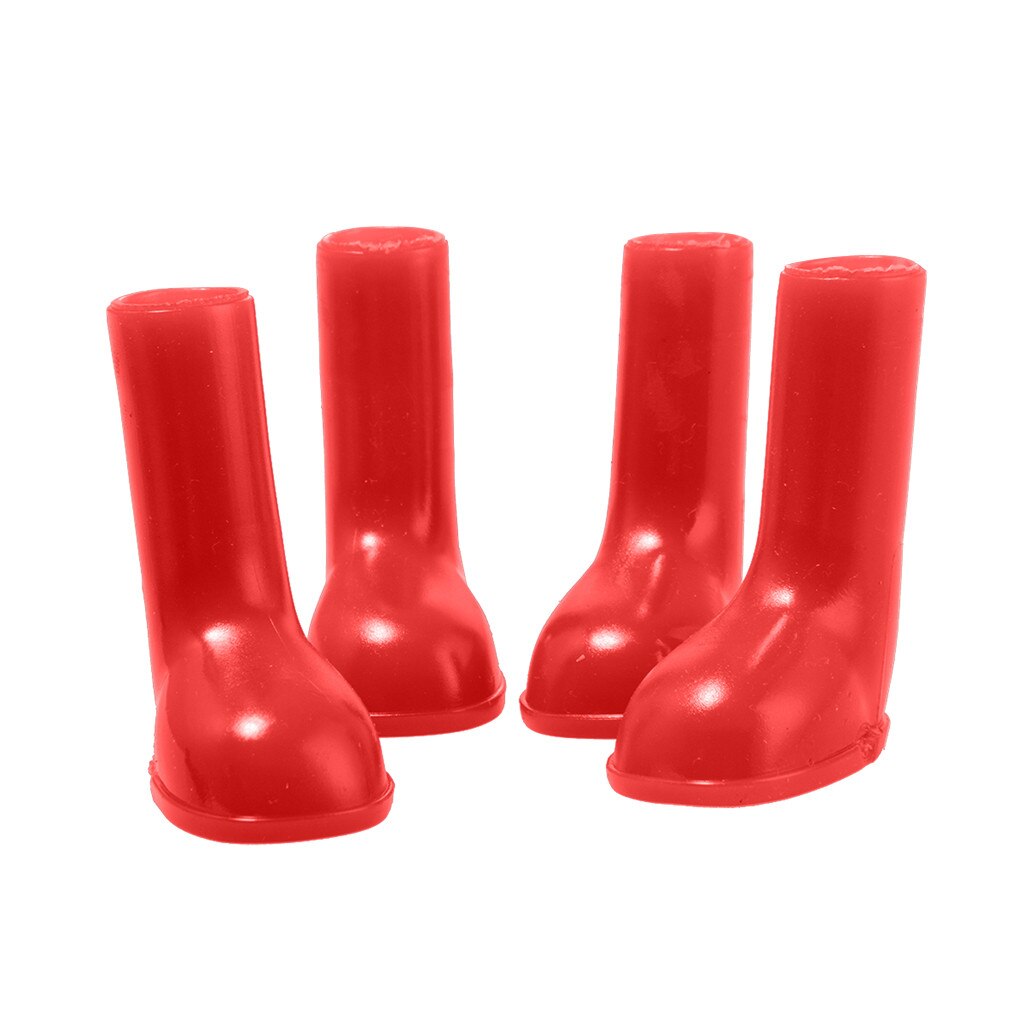 4pcs Pet Dog Shoes Waterproof Rain Pet Shoes For Dog Puppy Rubber Boots Candy Color Puppy Shoes Pet Products: Red / S