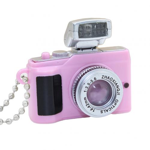 Mini Camera LED Keychain Key Ring Toy with Flashlight Sound Bag Phone Pendant: Pink