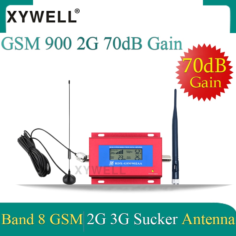 XYWELL gsm signaal booster 2G GSM 900 MHz Signaal repeater Versterker met Sucker Antenne en Smart LCD Display