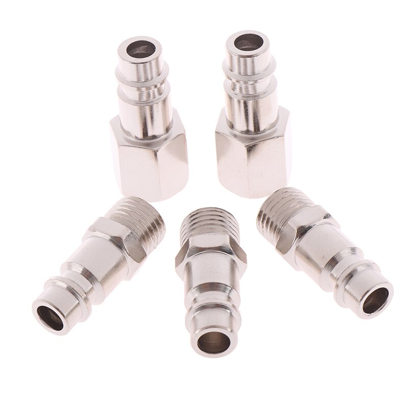 5Pcs Vro/Man 1/4 "Bsp Air Lijn Slang Compressor Connectors Silver Euro Mannelijke Quick Release fittings