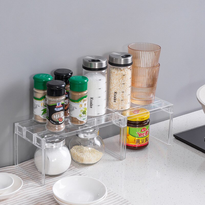 1pcs Fridge Organizer Fridge Rack Kitchen Racks Kitchen Items Stackable Shelf Layered Shelf Tray Storage Rack Space Saver