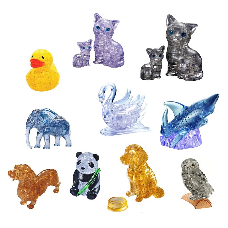 3D cristal Puzzle Puzzles Panda Animal dauphin cygne ours lapin jouets éducatifs noël enfant de nouvel an
