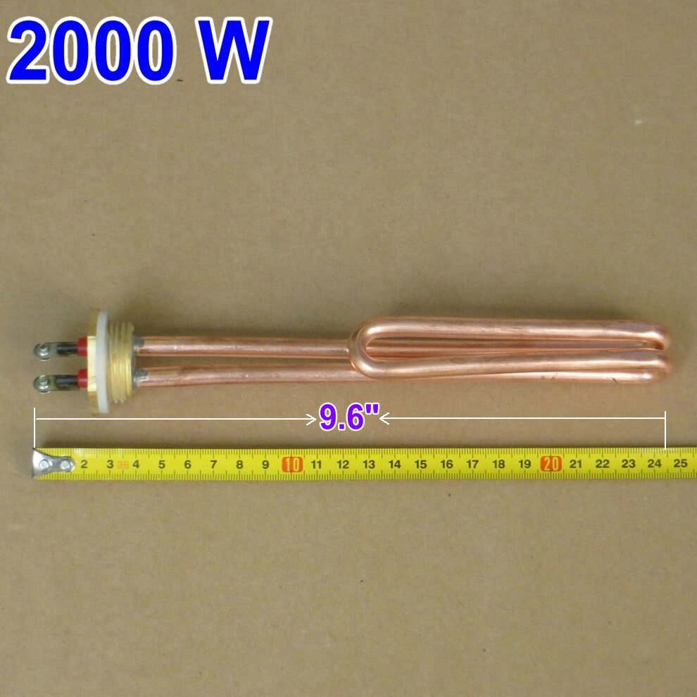 El-element booster til vandvarmer  dn25 strøm 1.5kw-6kw valgfri kobber: 2000w