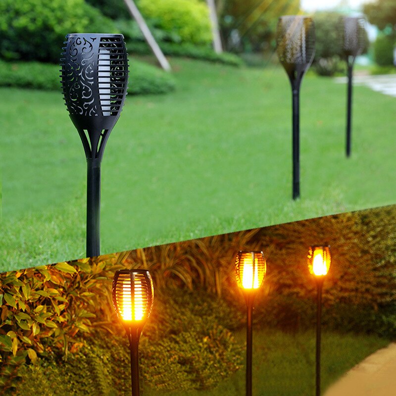 LED Solar Flame Torch Lamp Outdoor Lights Solar Garden Light Flickering Waterproof Lamp Courtyard Balcony Lawn Path Spotlight