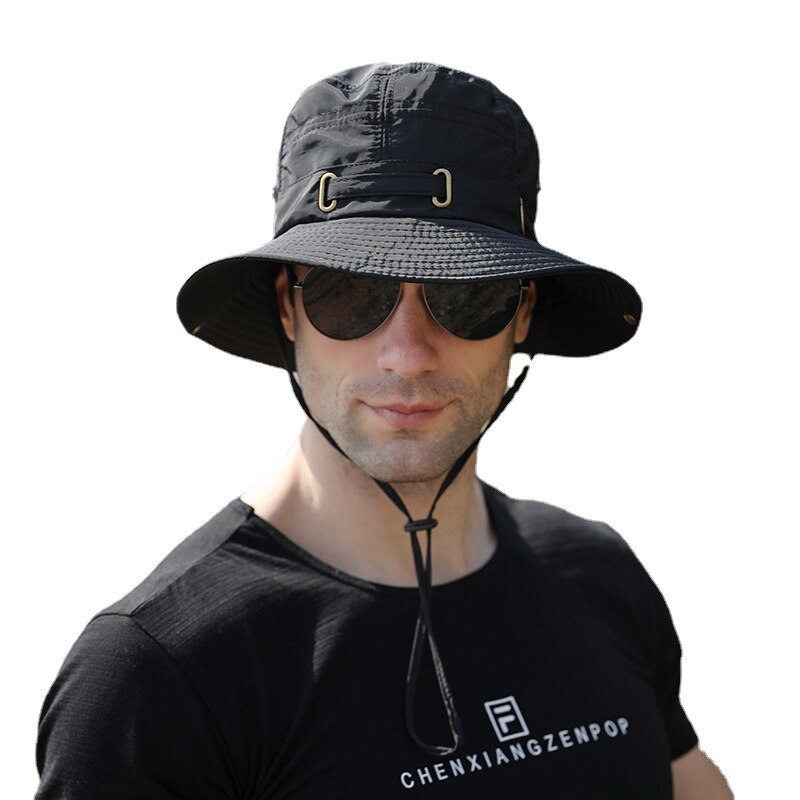 Sombrero de pesca para montañismo al aire libre para hombre, gorra de cubo de secado rápido, plegable, de rana, protección solar