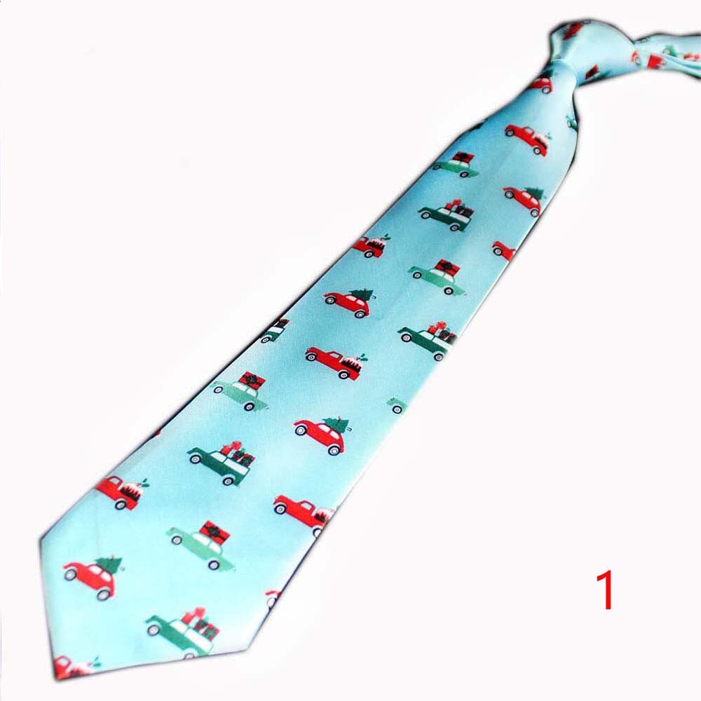 Tryckt julslips 9.5cm träd nyhet slips röd jultomte snöflinga slips för festival jul tyg slips