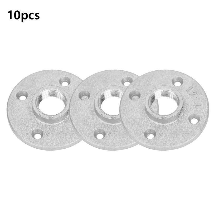 Iron Pipe Fittings 10Pcs DN20 4 Holes Flange Base Hardware Tool 3/4'' British Screw Thread Iron Cast Flange