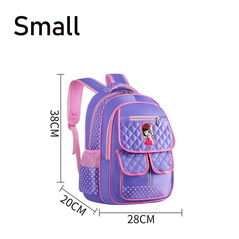 Kinder Schule Taschen für Mädchen Grundschule Rucksäcke Kind Prinzessin Orthopädische Schul Wasserdichte Große Kapazität Bookbag Mädchen: small purple