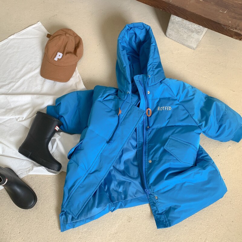 Verdikte Kinderen Lange Donsjack Kleding Warm Hooded Down Jas Winter Kleding Voor Jongens: Blue / 4T(110-120cm)