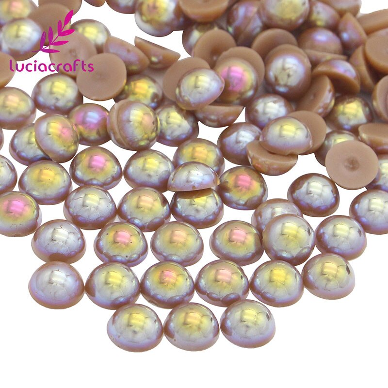 ! 5mm veelkleurige abs imitatie parels kralen halfronde parel nagelkunst telefoon schoenen accessoires 500 stuks  f0108: Ondiepe koffie