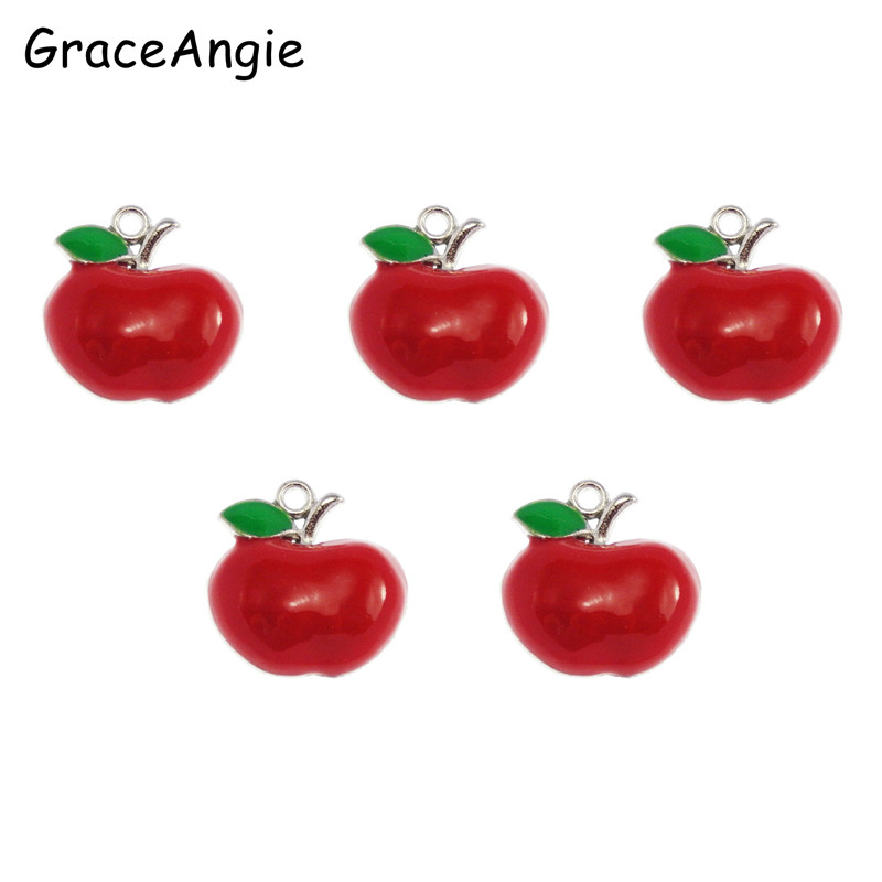 15 teile/los Freies Red Apple Halskette Anhänger Nette Handwerk Emaille Legierung Charme Anhänger Schmuck, Der 17*17 * 4mm 50499