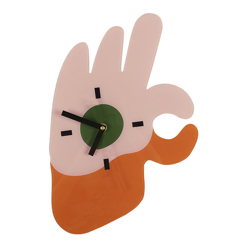 Relojes de pared acrílicos con flores para el hogar, accesorio tipo de mano para colgar en la pared, cocina, sala de estar, estudio, reloj para decoración de pared: OK Hand