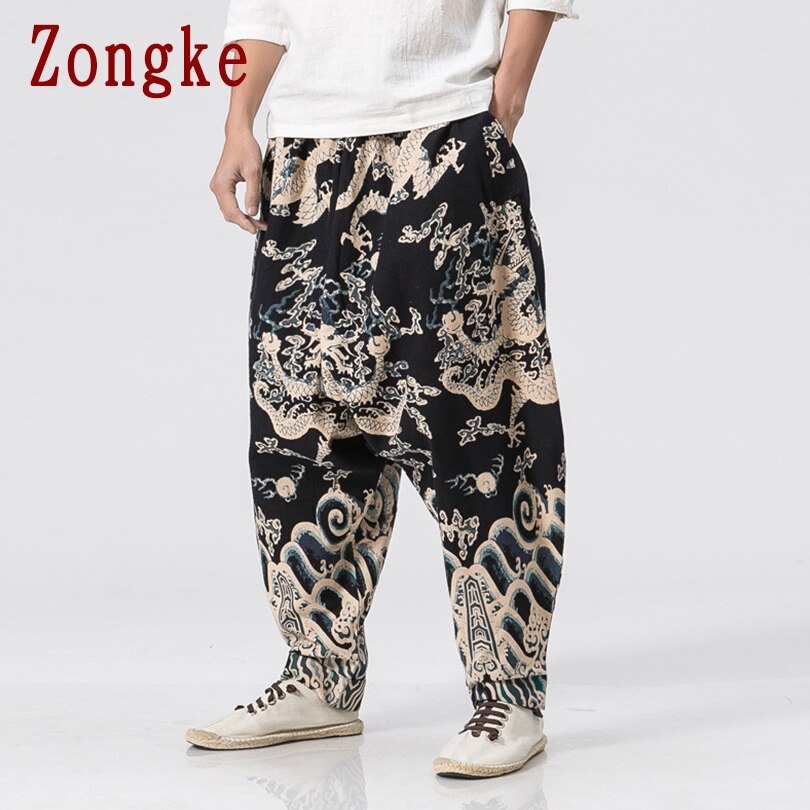 Zongke Dragon Pattern Pants Men Joggers Trousers Men Pants Streetwear Sweatpants Harem Pants Men Trousers XXXL 2022 Spring