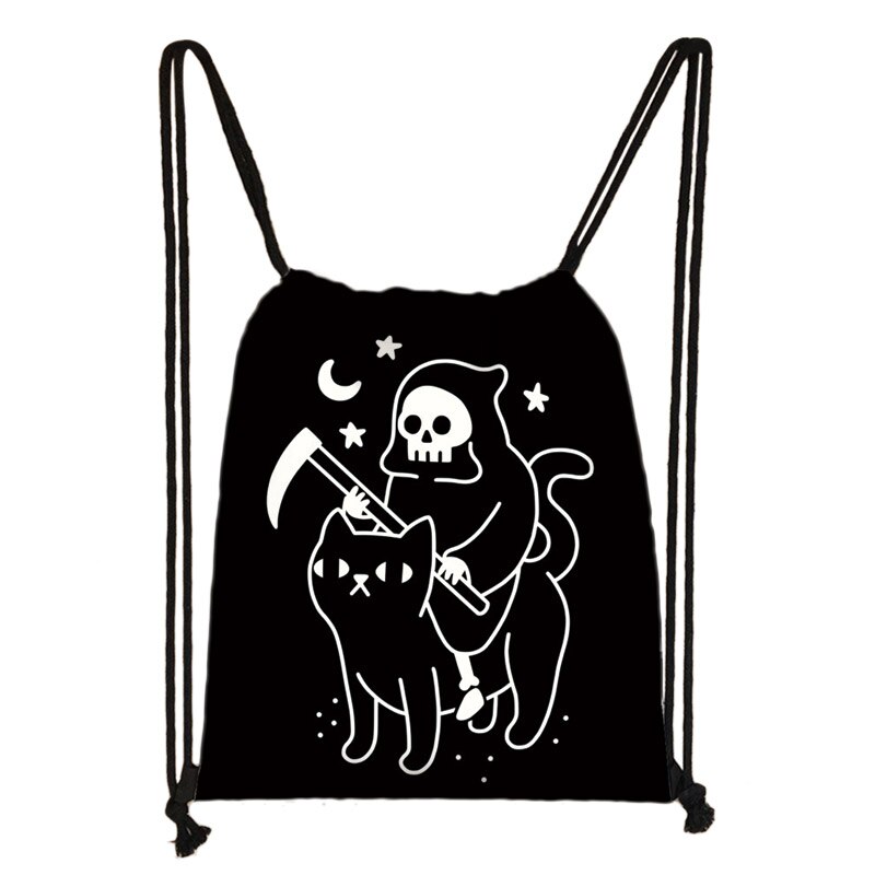 Mochila Cool Death Skull para hombre y mujer, bolsa de viaje con cordón, para guardar zapatos, de lona: skdmohuan07cw
