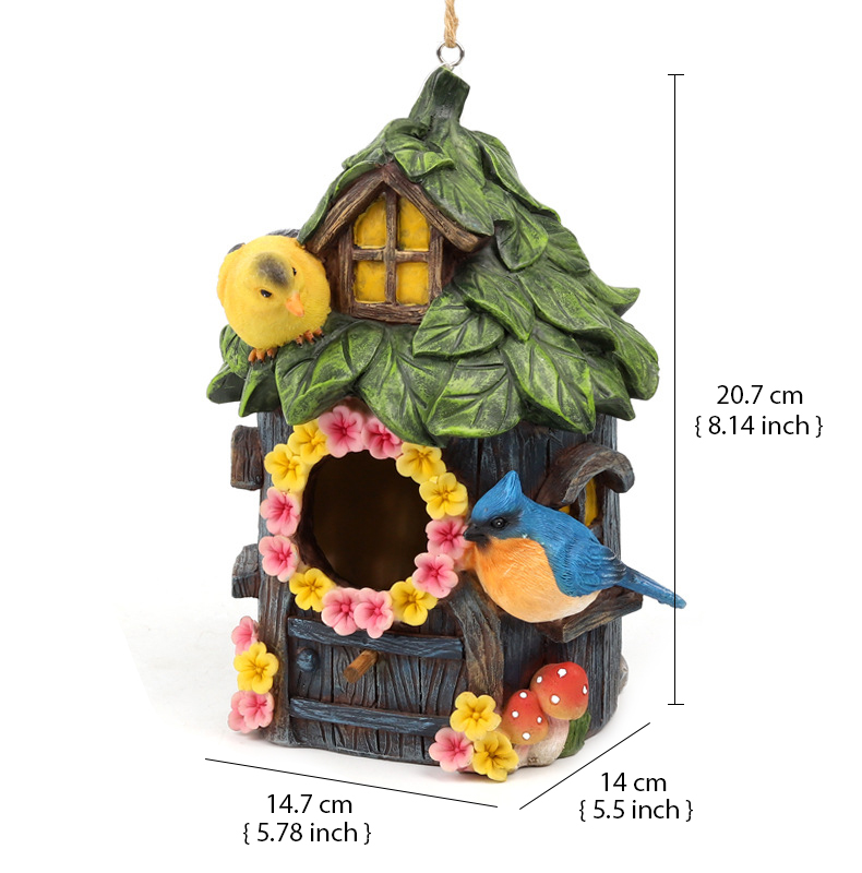 Pastoral Style Bird House Resin Crafts Outdoor Bird House Winter Warm Bird Nest Hanging Nest Garden Decoration: SZNC03