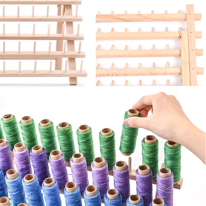 Foldable Wood Thread Stand Rack Organizer Wall Mount 60 Spool Cone Embroidery C63B