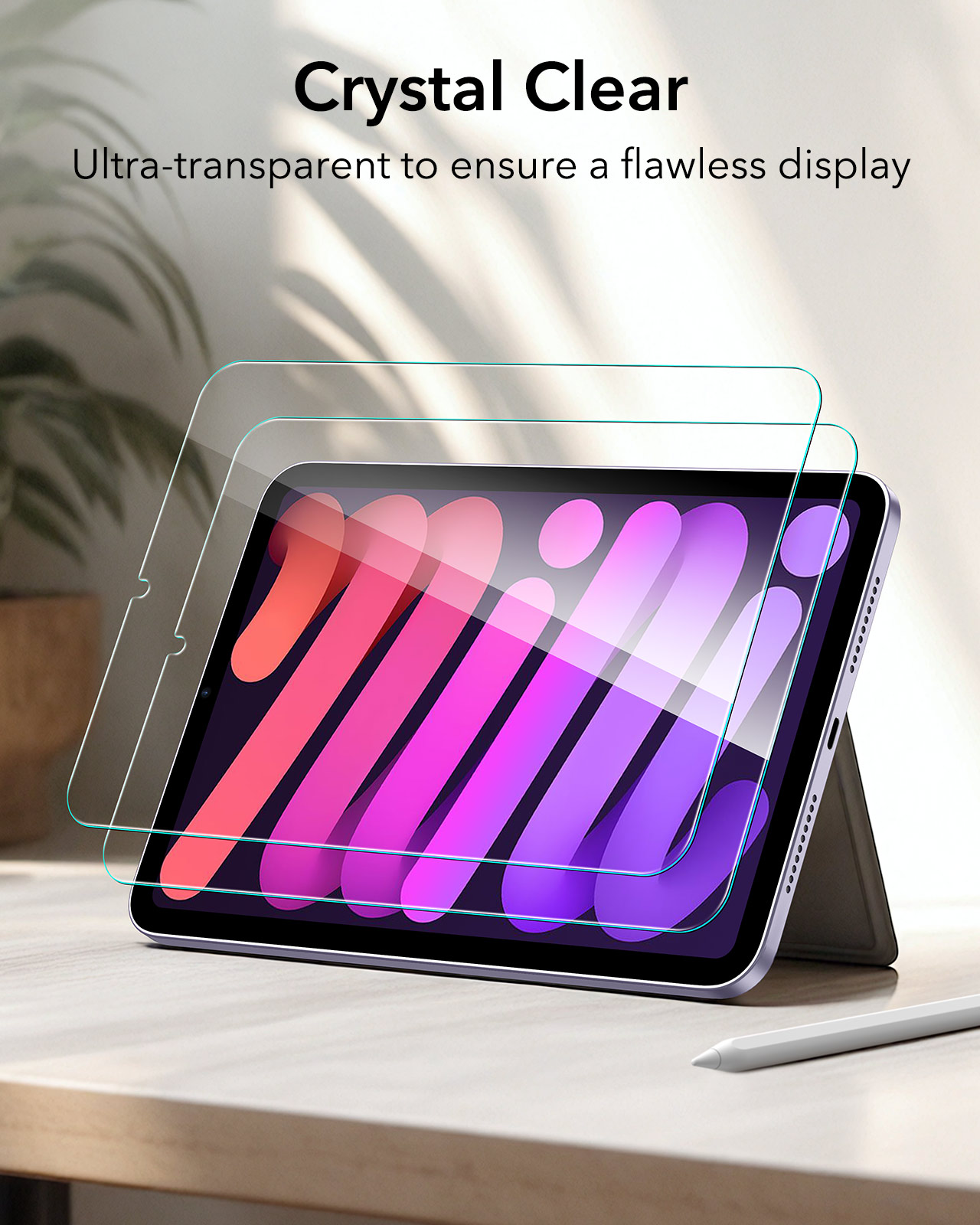 Protecteur d'écran ESR pour iPad 11/10(2025/2022) Pro 11/12.9 -2022) Film en verre trempé avec cadre pour Mini 7/6 Air 5/4