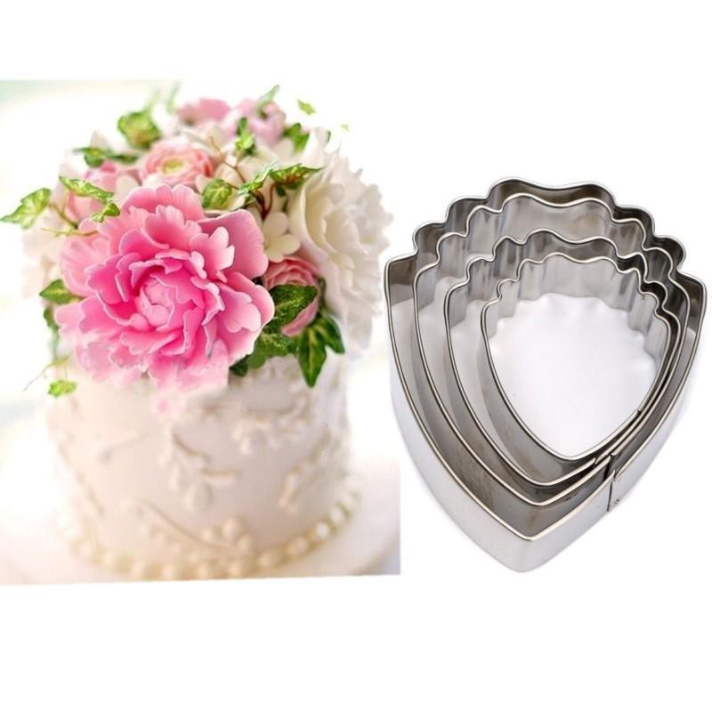4 stk peonblomster kake fondant stempelkutter dekorasjonsform sukker bakervarer kjøkkenverktøy