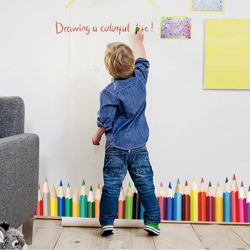 Back To school Wall Stickers for Kids Room Nursery Corner Decoration Colorful Pencil Palm Removable House Decor Vinyl Mural