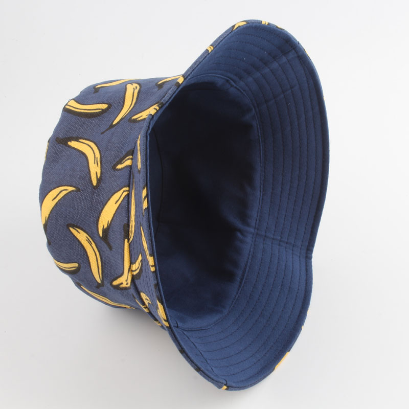 -Zomer Outdoor Emmer Hoed Unisex Zomer Emmer Cap Banana Print Vissen Visser Hoed Casual Mode Platte Hoeden Navy blauw